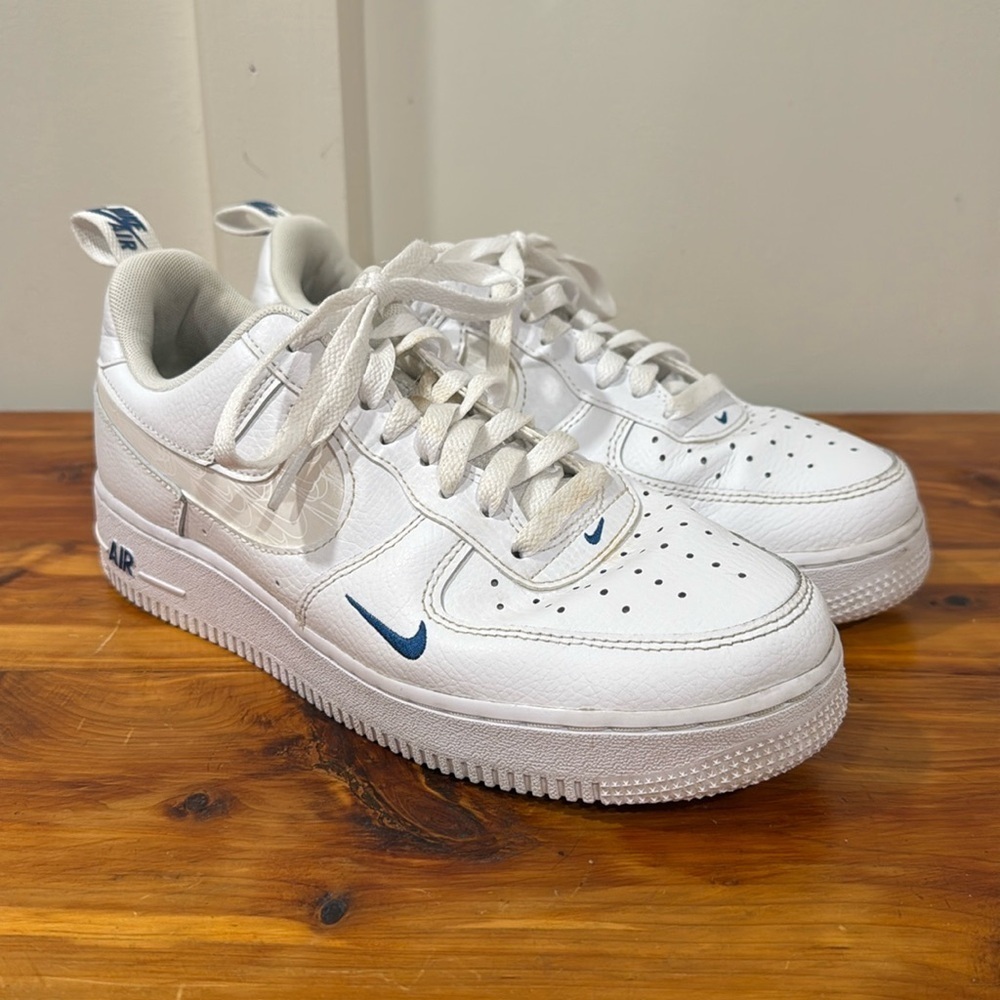 Nike Air Force 1 Low '07 Reflective Swoosh White Blue Sneakers